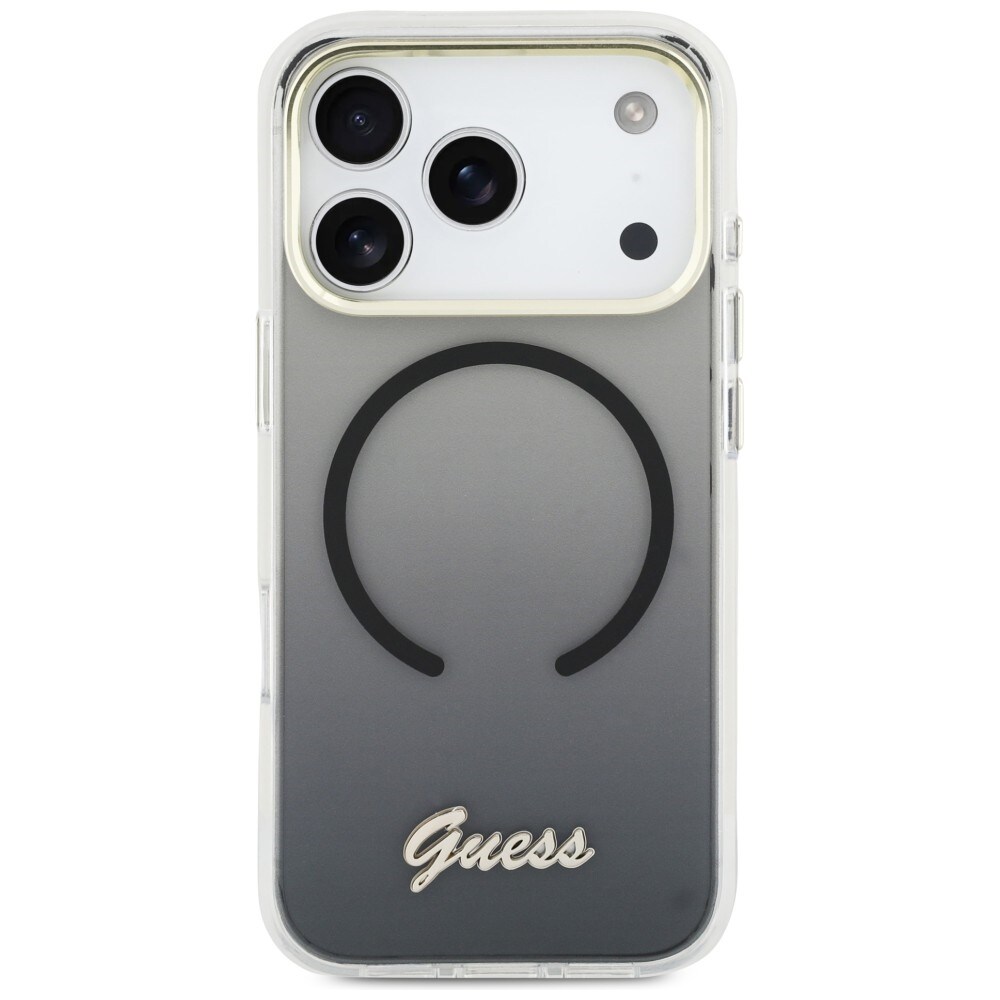 Guess IML Gradient Script Metal MagSafe-etui til iPhone 17 Pro Max - Sort