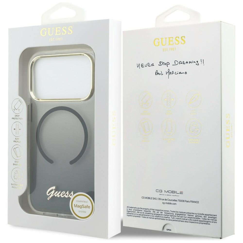 Guess IML Gradient Script Metal MagSafe-etui til iPhone 17 Pro Max - Sort