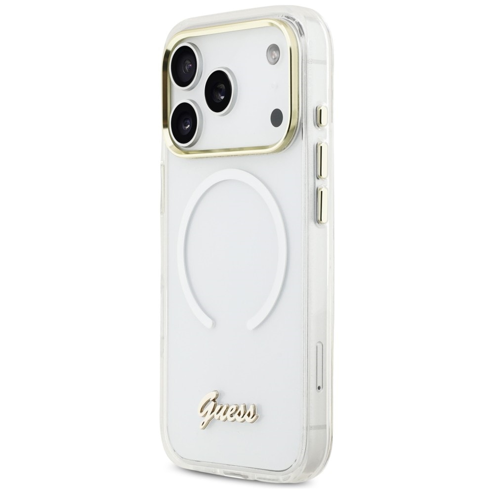 Guess IML Gradient Script Metal MagSafe-etui til iPhone 17 Pro - Hvid