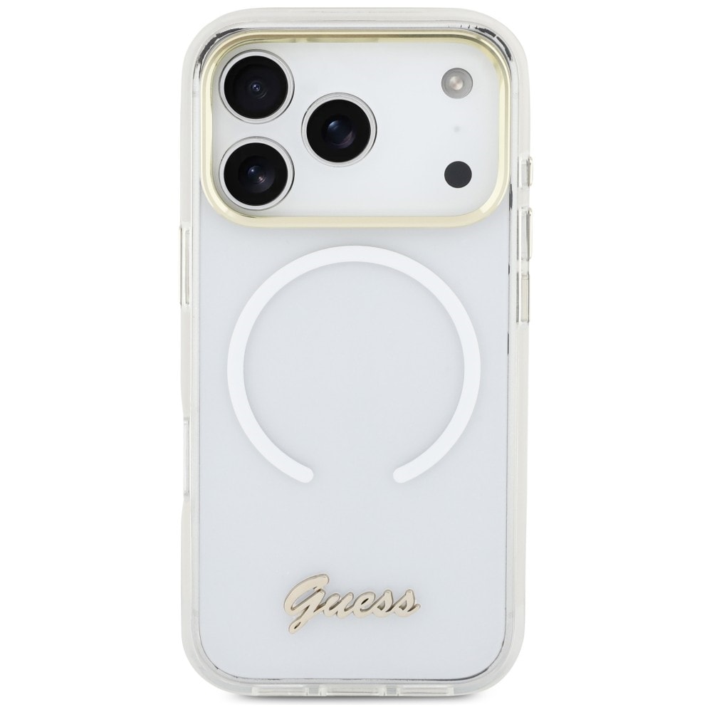 Guess IML Gradient Script Metal MagSafe-etui til iPhone 17 Pro - Hvid
