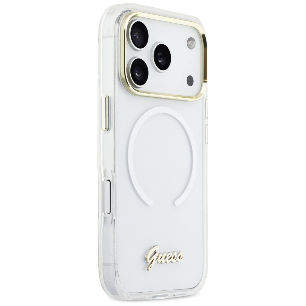 Guess IML Gradient Script Metal MagSafe-etui til iPhone 17 Pro - Hvid