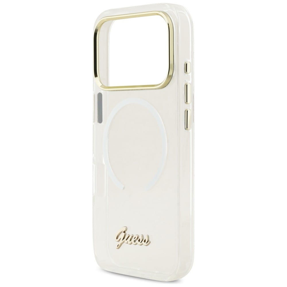 Guess IML Gradient Script Metal MagSafe-etui til iPhone 17 Pro - Hvid