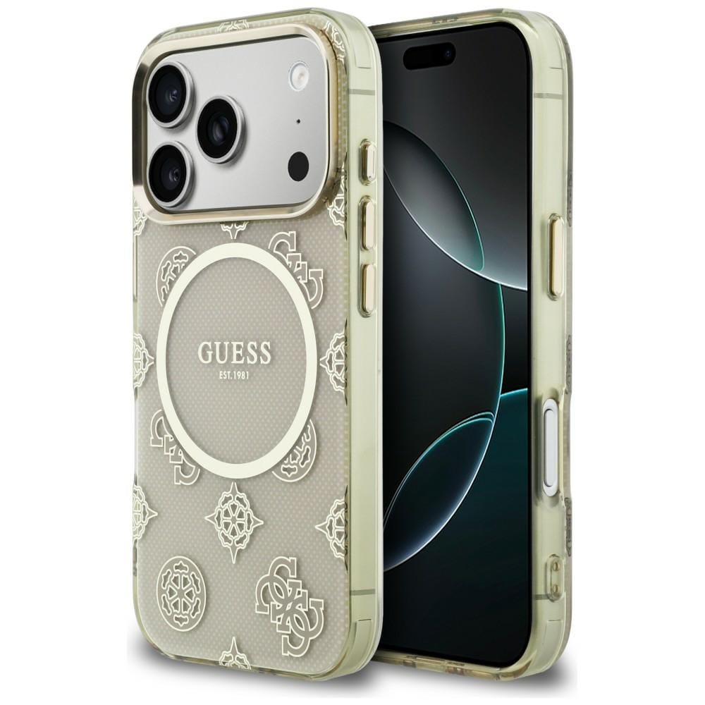 Guess IML Peony Dot MagSafe-etui til iPhone 17 Pro - Beige