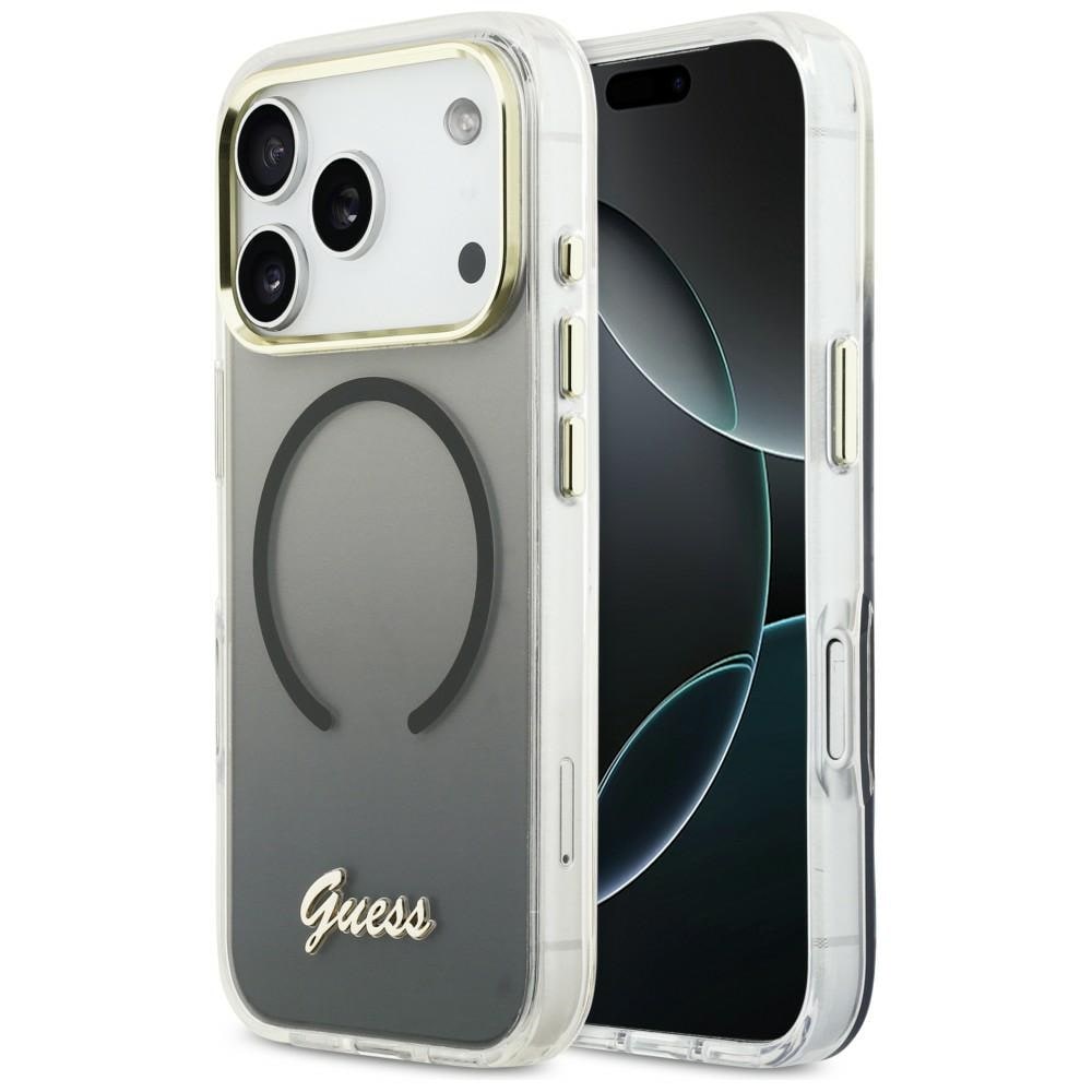 Guess IML Gradient Script Metal MagSafe-etui til iPhone 17 Pro - Sort