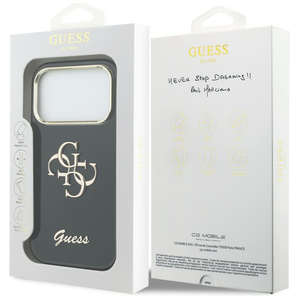 Guess IML 4G Script Metal-etui til iPhone 17 Pro - sort