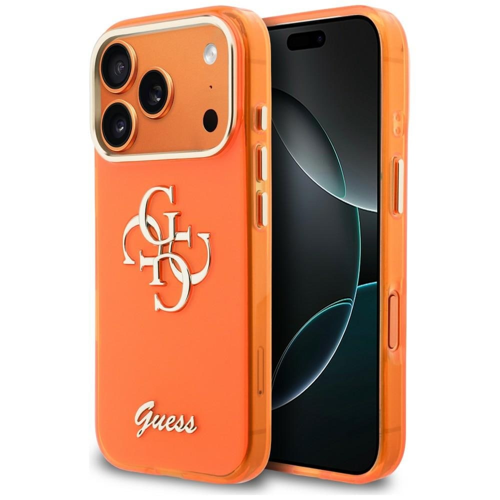 Guess IML 4G Script Metal Case til iPhone 17 Pro Max - Orange