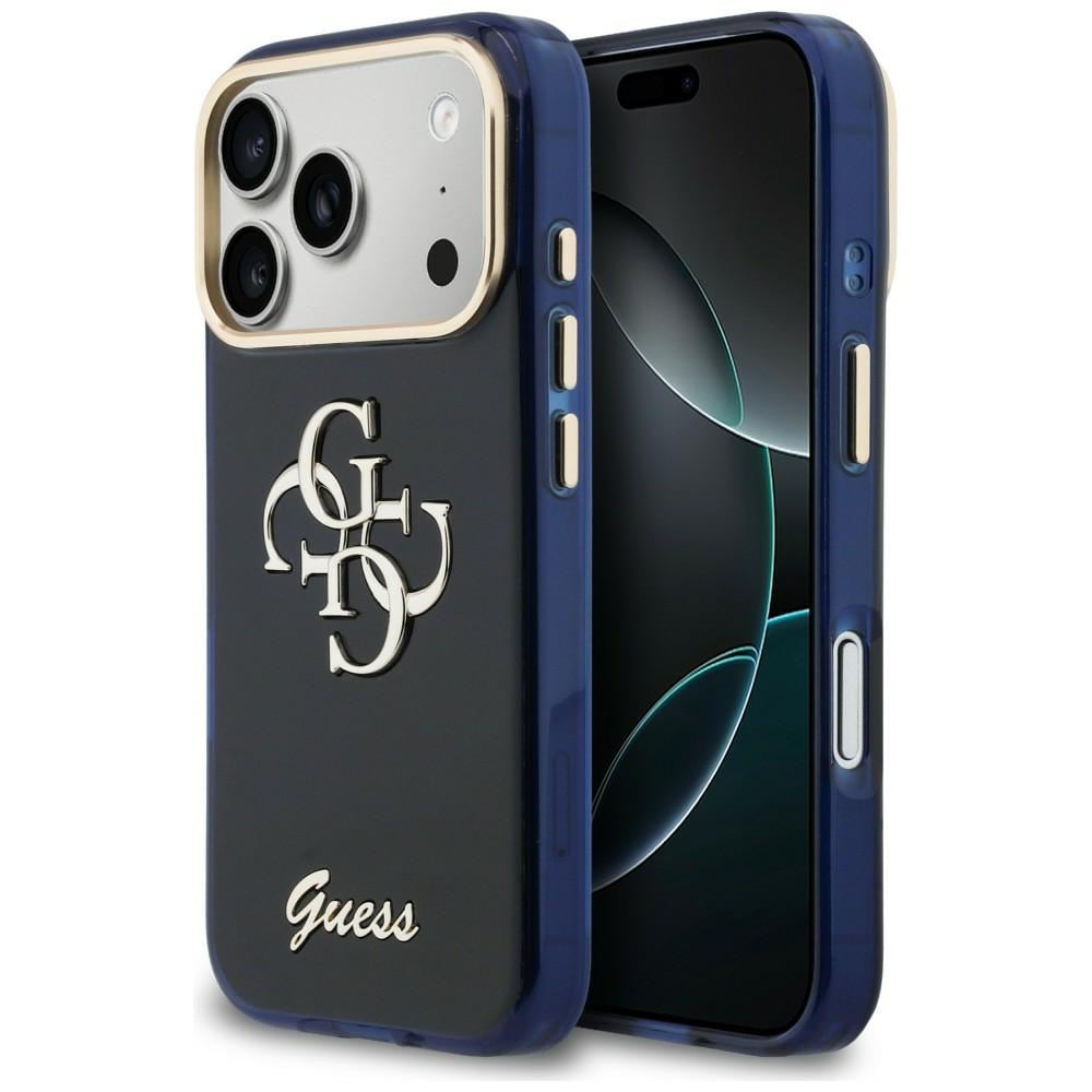 Guess IML 4G Script Metal Case til iPhone 17 Pro - Blå