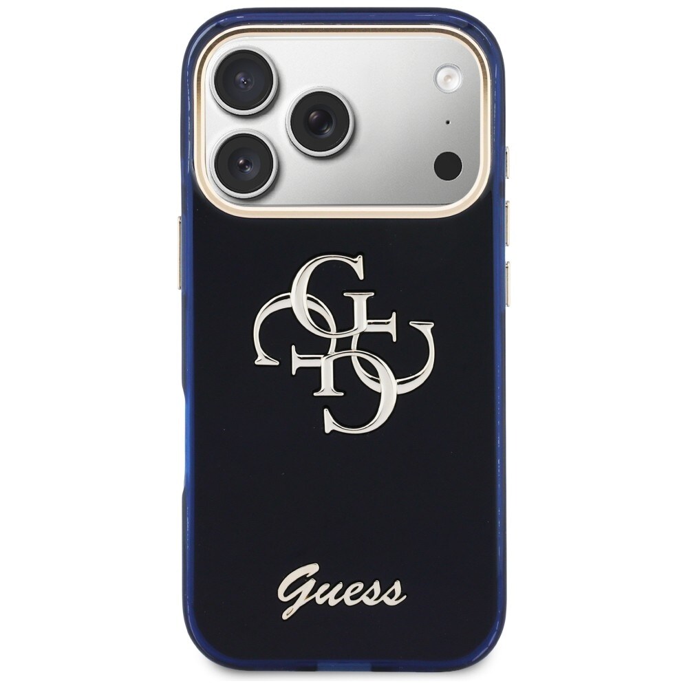Guess IML 4G Script Metal Case til iPhone 17 Pro - Blå
