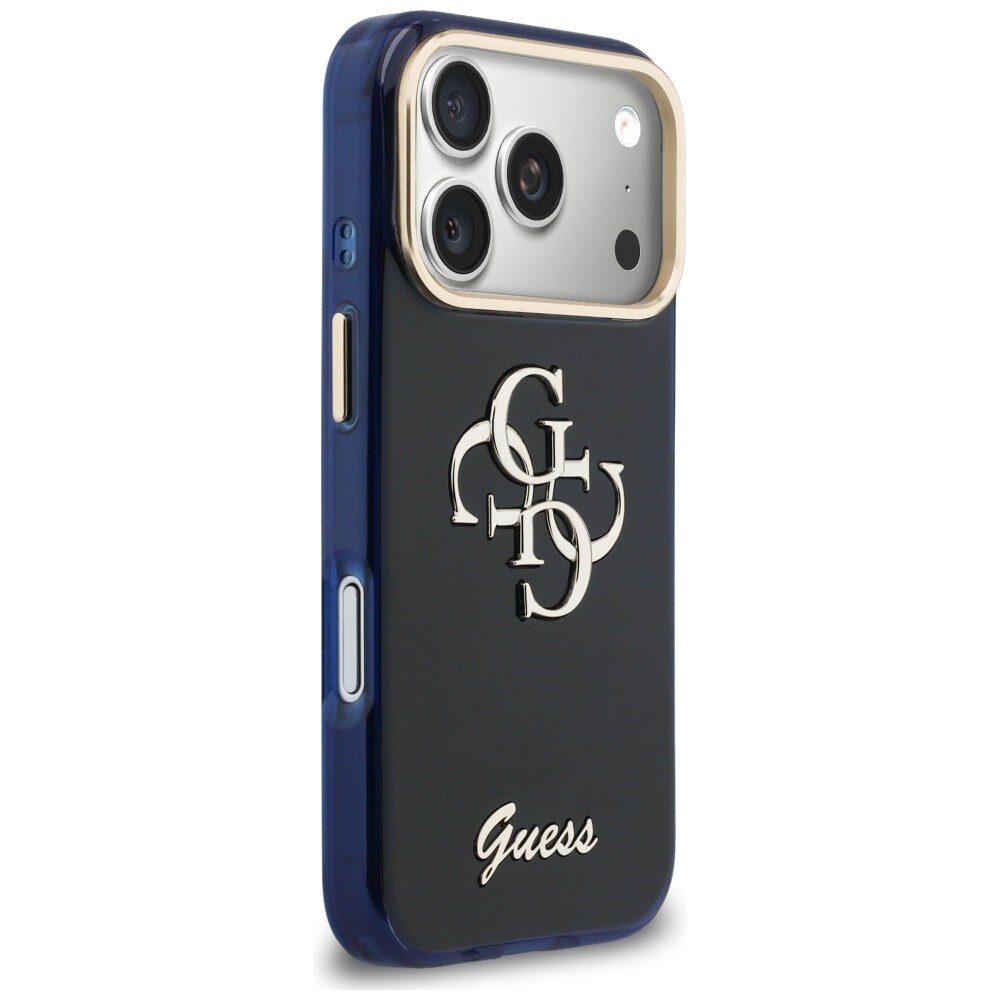Guess IML 4G Script Metal Case til iPhone 17 Pro - Blå