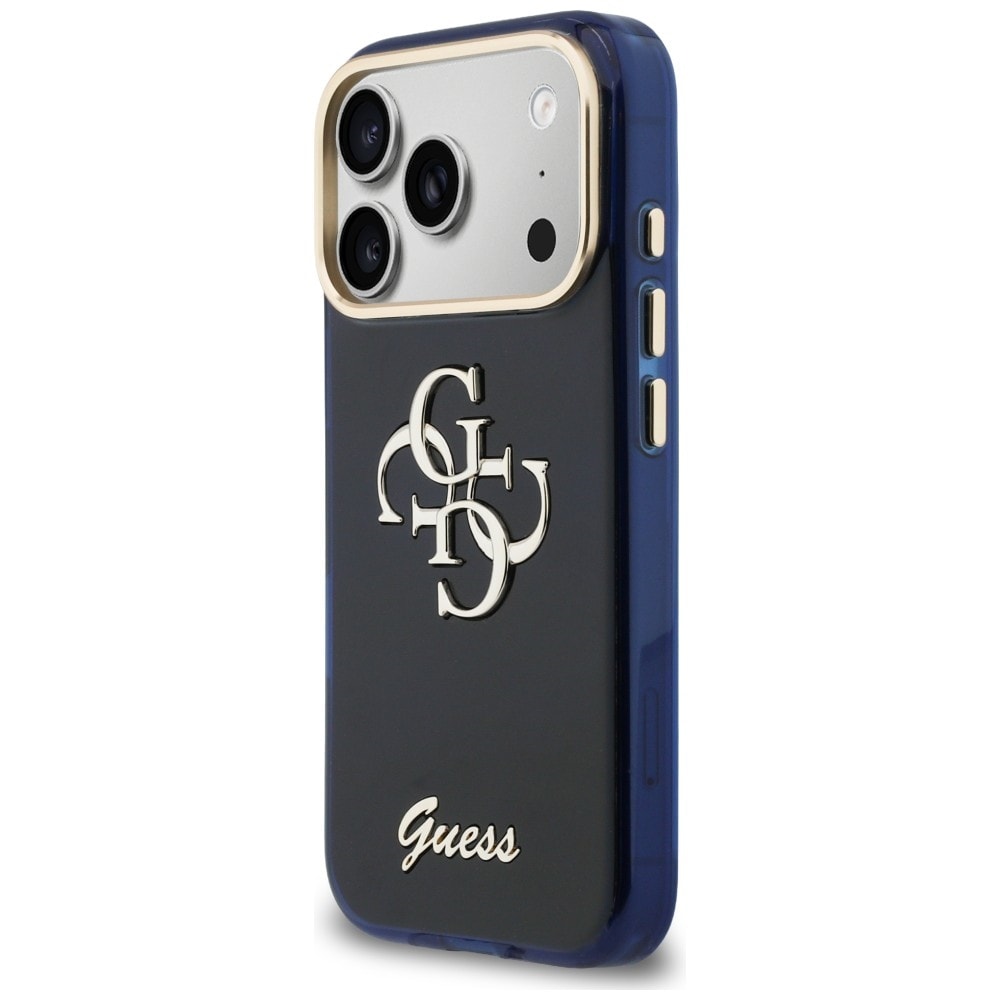 Guess IML 4G Script Metal-etui til iPhone 17 Pro Max - blå