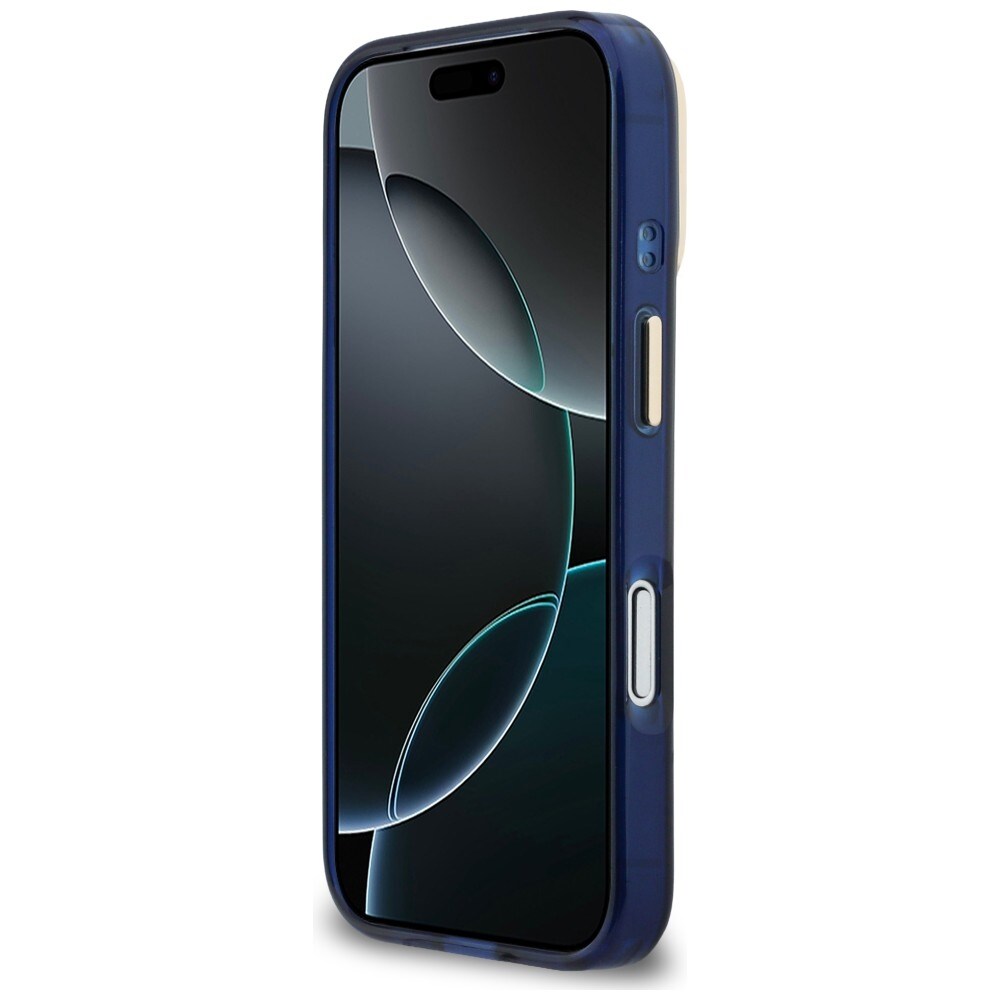 Guess IML 4G Script Metal-etui til iPhone 17 Pro Max - blå