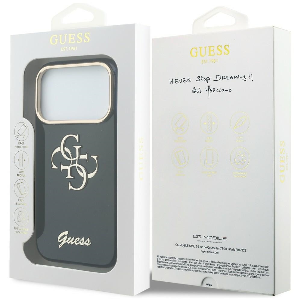 Guess IML 4G Script Metal-etui til iPhone 17 Pro Max - blå