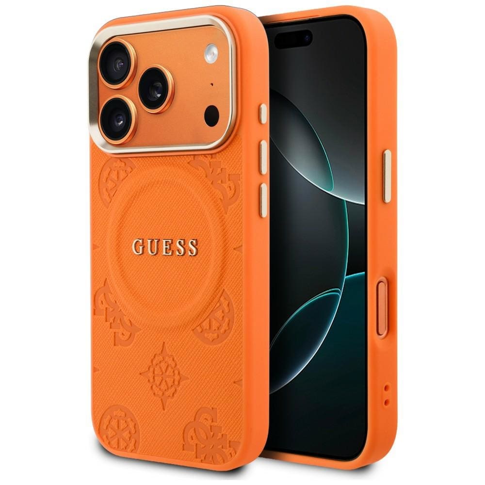 Guess Peony Hot Stamp MagSafe-etui til iPhone 17 Pro Max - Orange