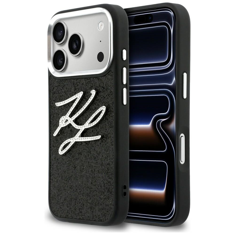 Karl Lagerfeld IML Glitter KL Diamond Logo Etui til iPhone 17 Pro - Sort