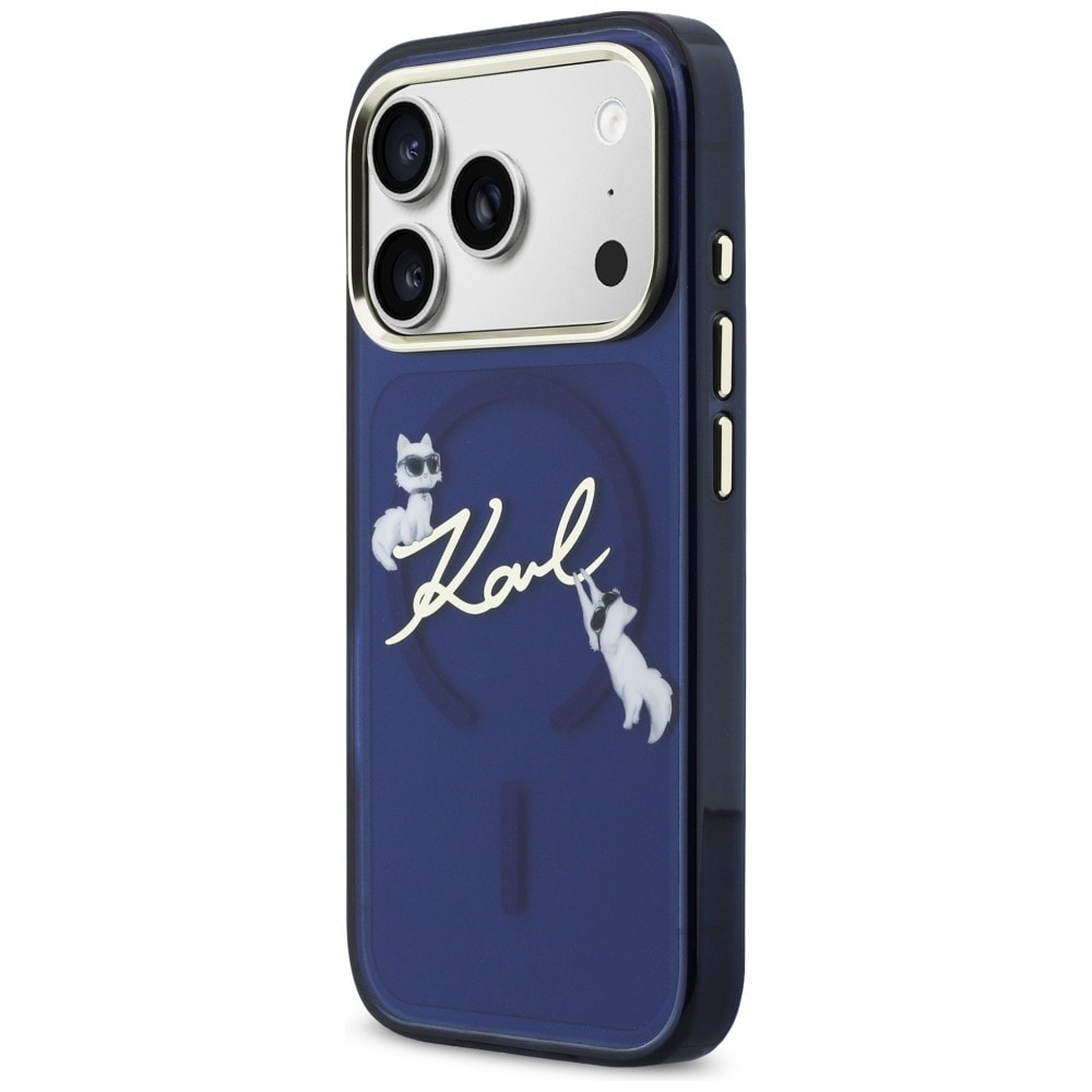 Karl Lagerfeld IML Choupettes Karl Script Logo MagSafe-etui til iPhone 17 Pro Max - Blå