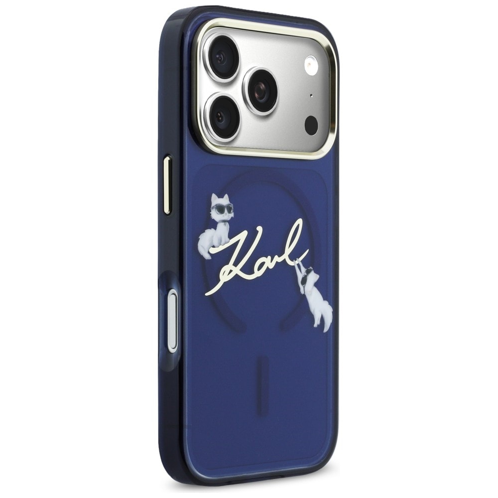 Karl Lagerfeld IML Choupettes Karl Script Logo MagSafe-etui til iPhone 17 Pro Max - Blå