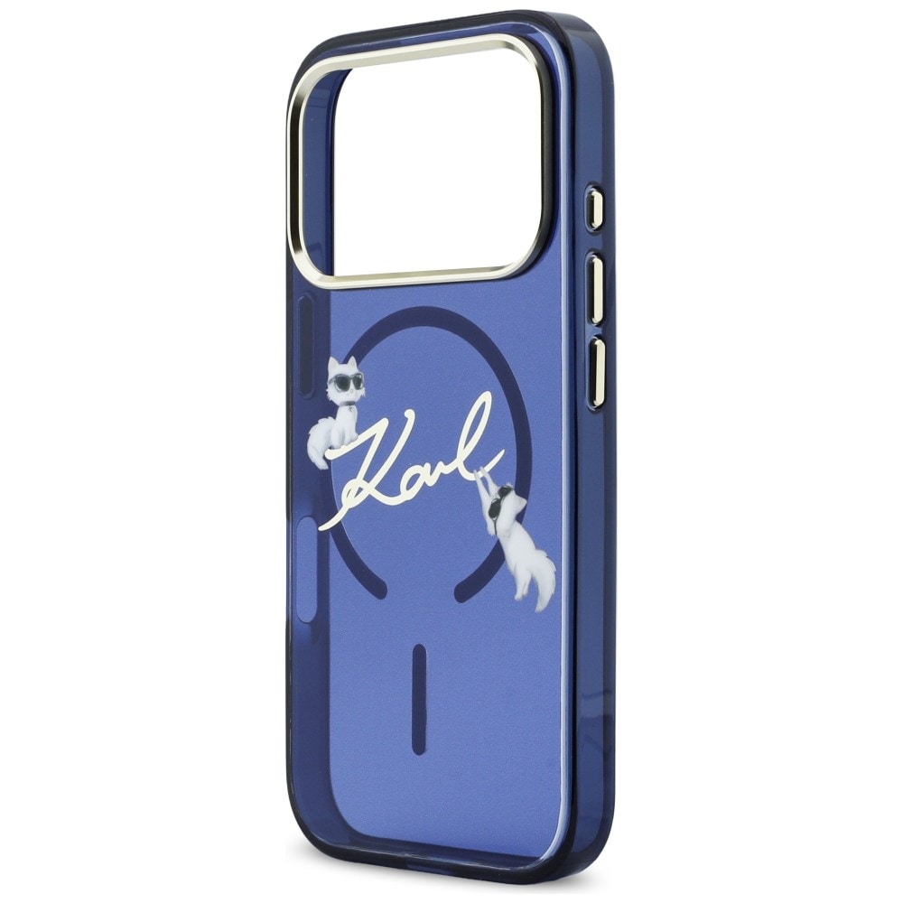 Karl Lagerfeld IML Choupettes Karl Script Logo MagSafe-etui til iPhone 17 Pro Max - Blå