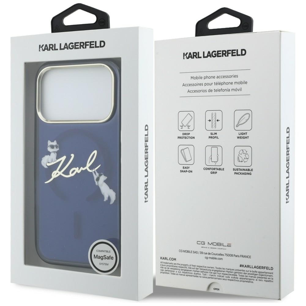 Karl Lagerfeld IML Choupettes Karl Script Logo MagSafe-etui til iPhone 17 Pro Max - Blå