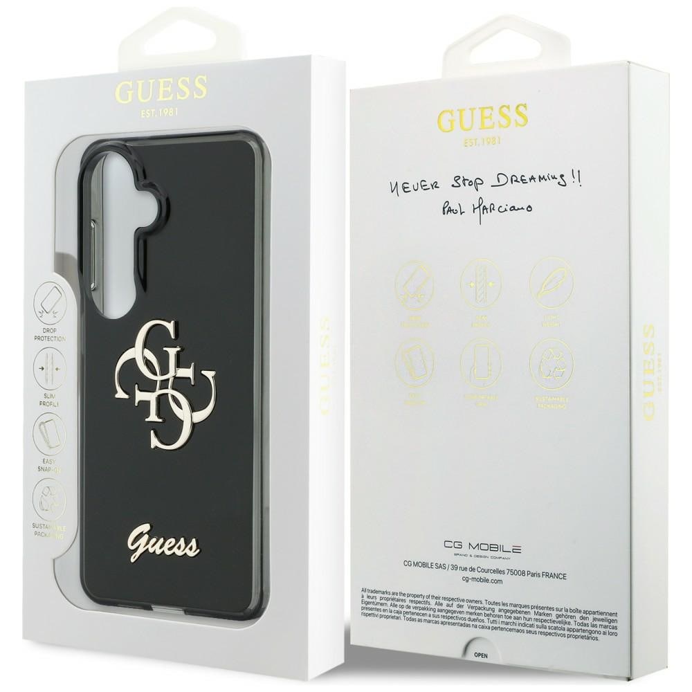 Guess IML Big Metal 4G Script-etui til Samsung Galaxy S26 - sort
