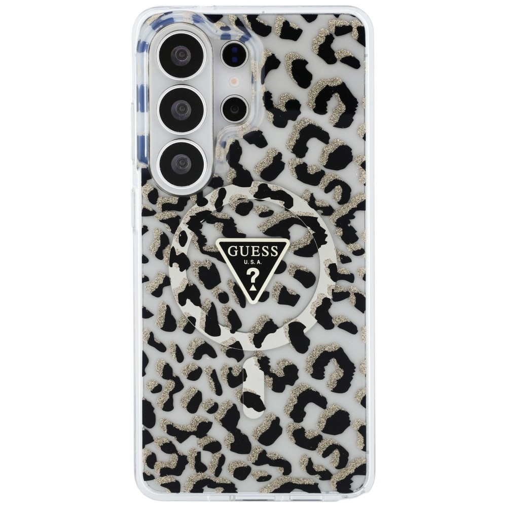 Guess IML Leopard Print Triangle MagSafe-etui til Samsung Galaxy S26 Ultra - Sort
