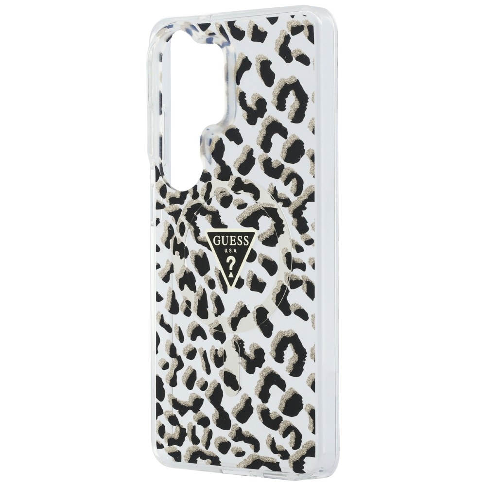 Guess IML Leopard Print Triangle MagSafe-etui til Samsung Galaxy S26 Ultra - Sort