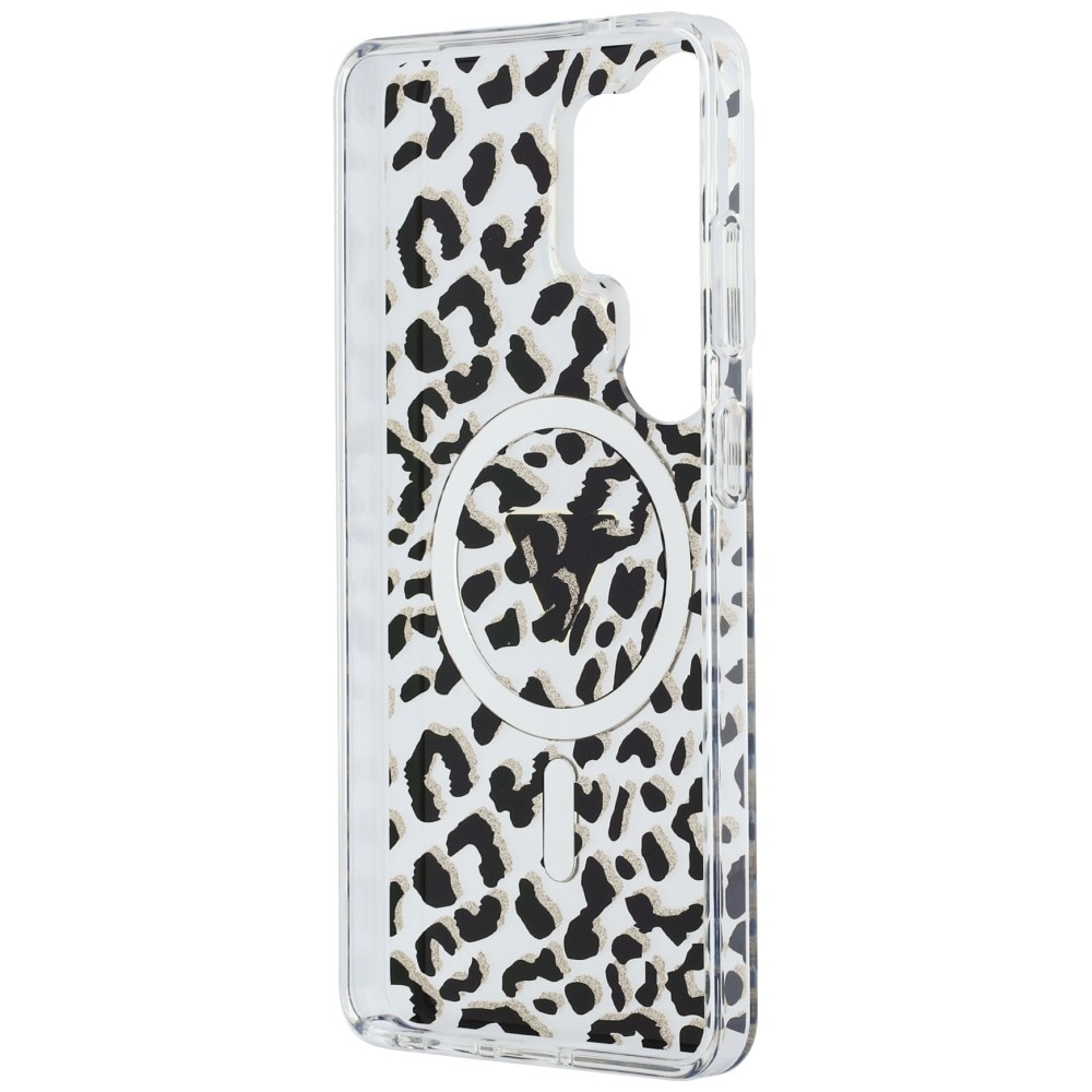 Guess IML Leopard Print Triangle MagSafe-etui til Samsung Galaxy S26 Ultra - Sort