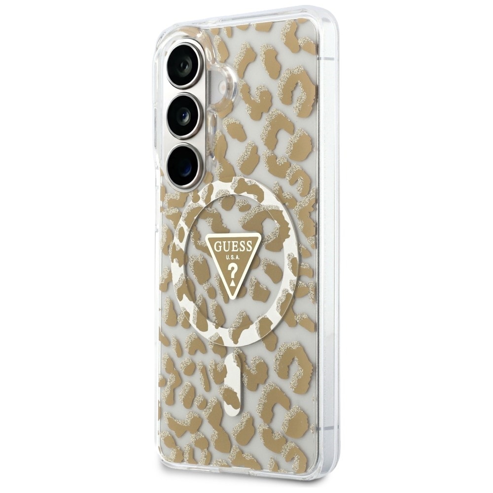 Guess IML Leopard Print Triangle MagSafe-etui til Samsung Galaxy S26 - Brun