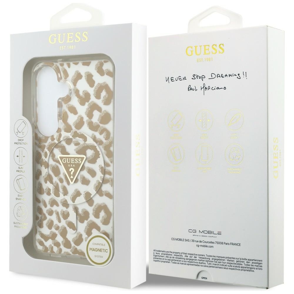 Guess IML Leopard Print Triangle MagSafe-etui til Samsung Galaxy S26 - Brun