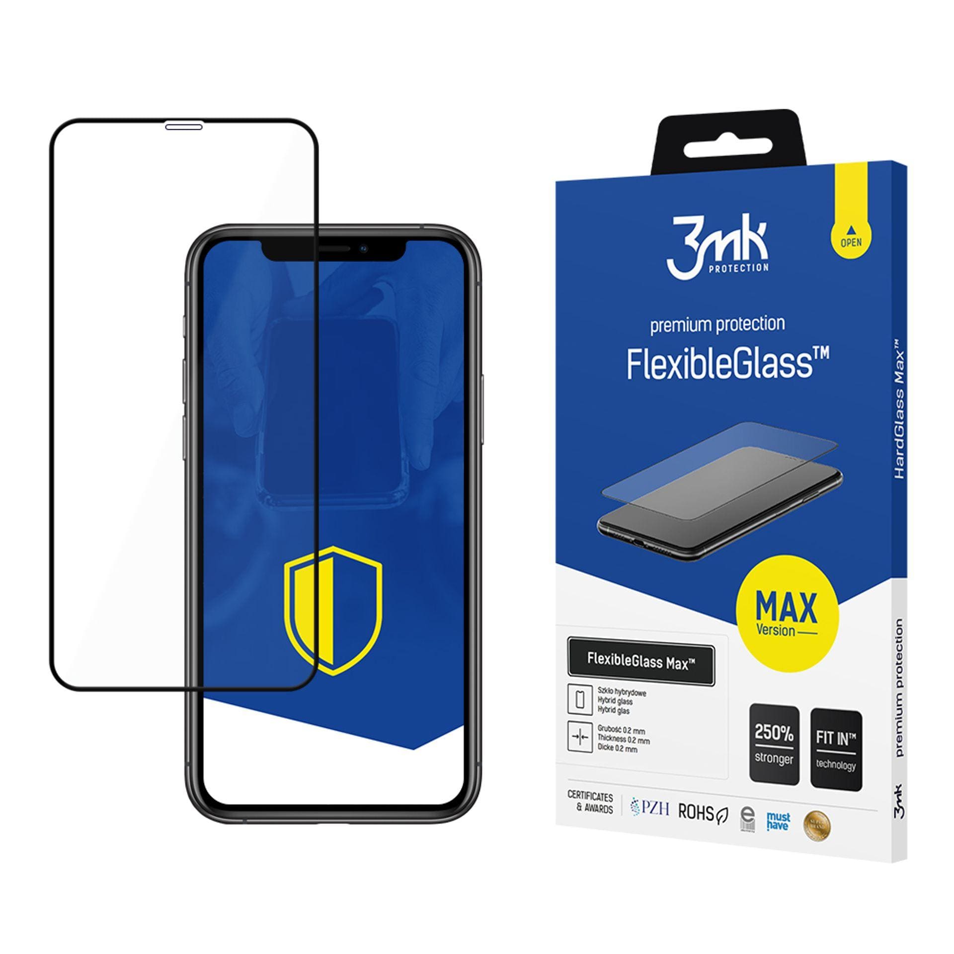 3mk FlexibleGlass Max sort hybridglas til iPhone Xs Max / 11 Pro Max