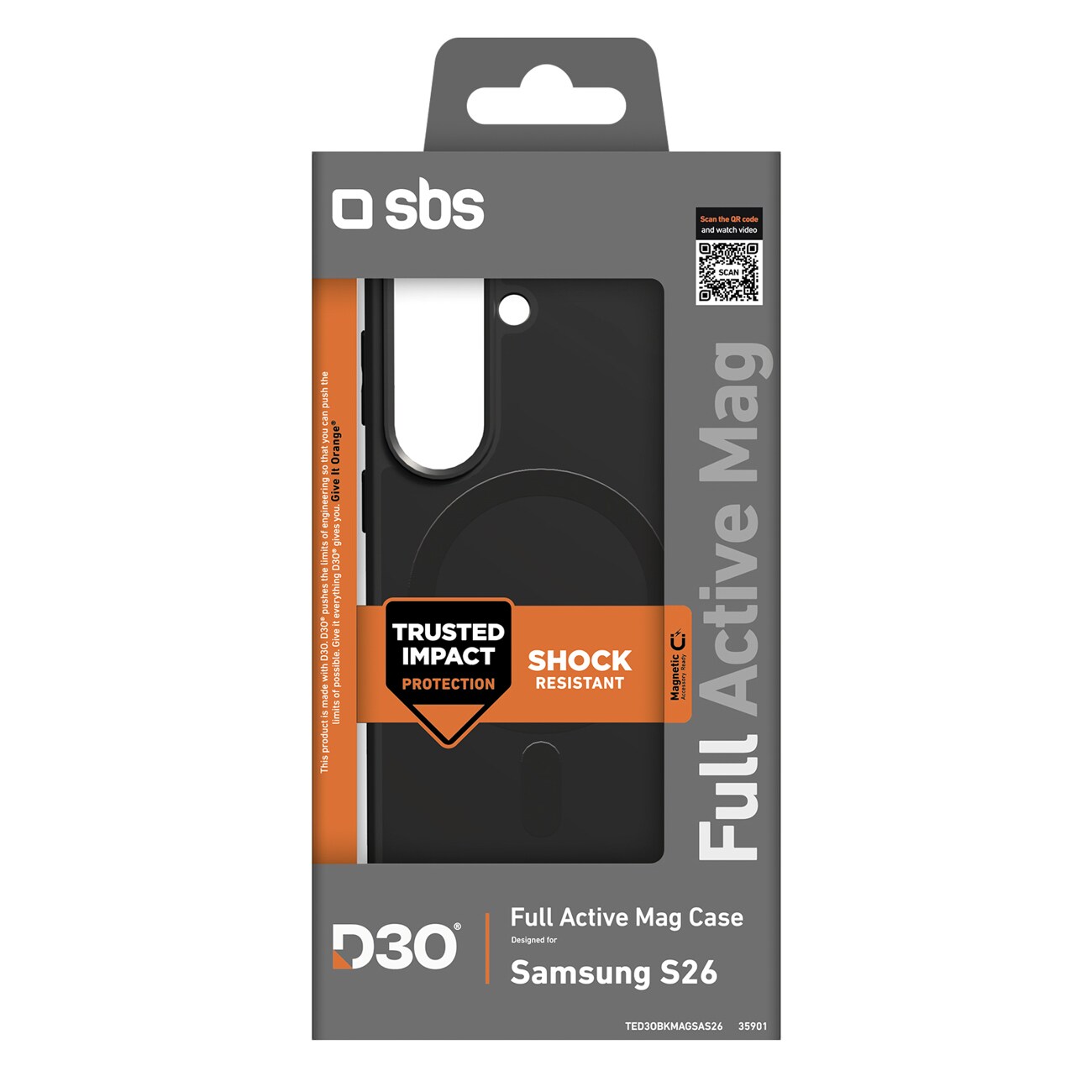 SBS Full Active Case D3O til Samsung Galaxy S26, MagSafe-kompatibel - Sort