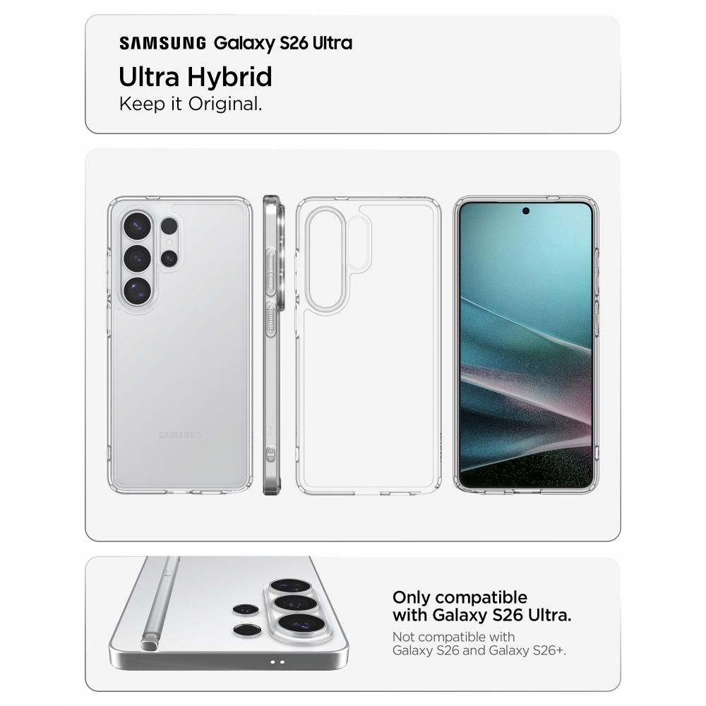 Spigen Ultra Hybrid-etui til Samsung Galaxy S26 Ultra - Transparent