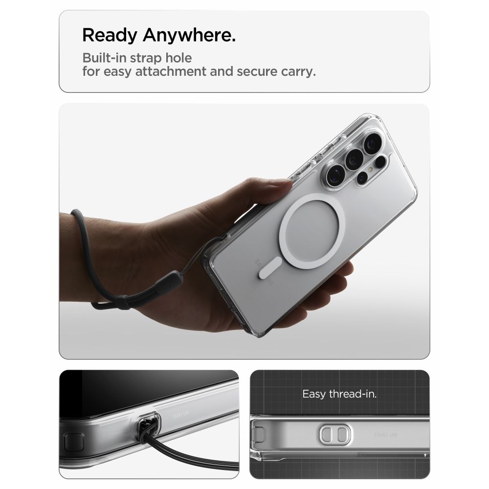 Spigen Ultra Hybrid Mag MagSafe-etui til Samsung Galaxy S26 Ultra - Klar og hvid