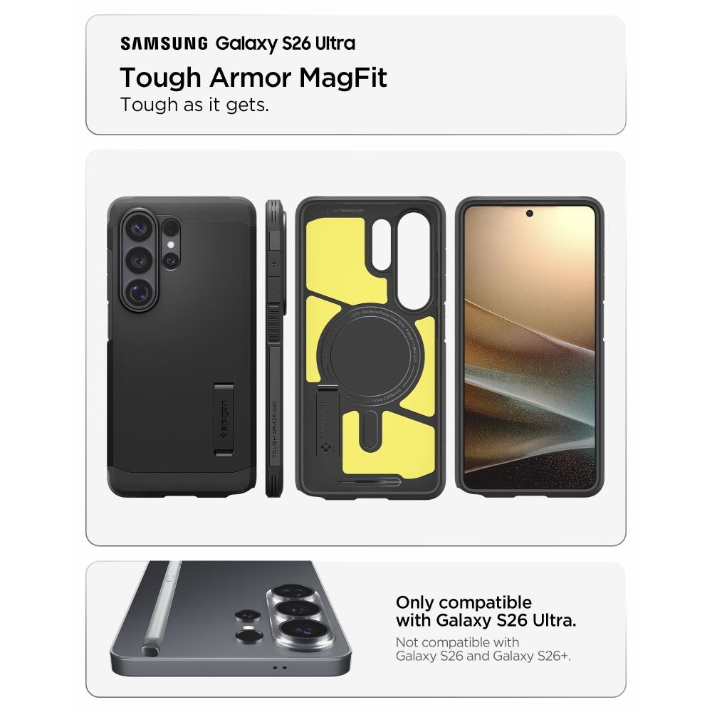 Spigen Tough Armor Mag MagSafe-etui til Samsung Galaxy S26 Ultra - Sort