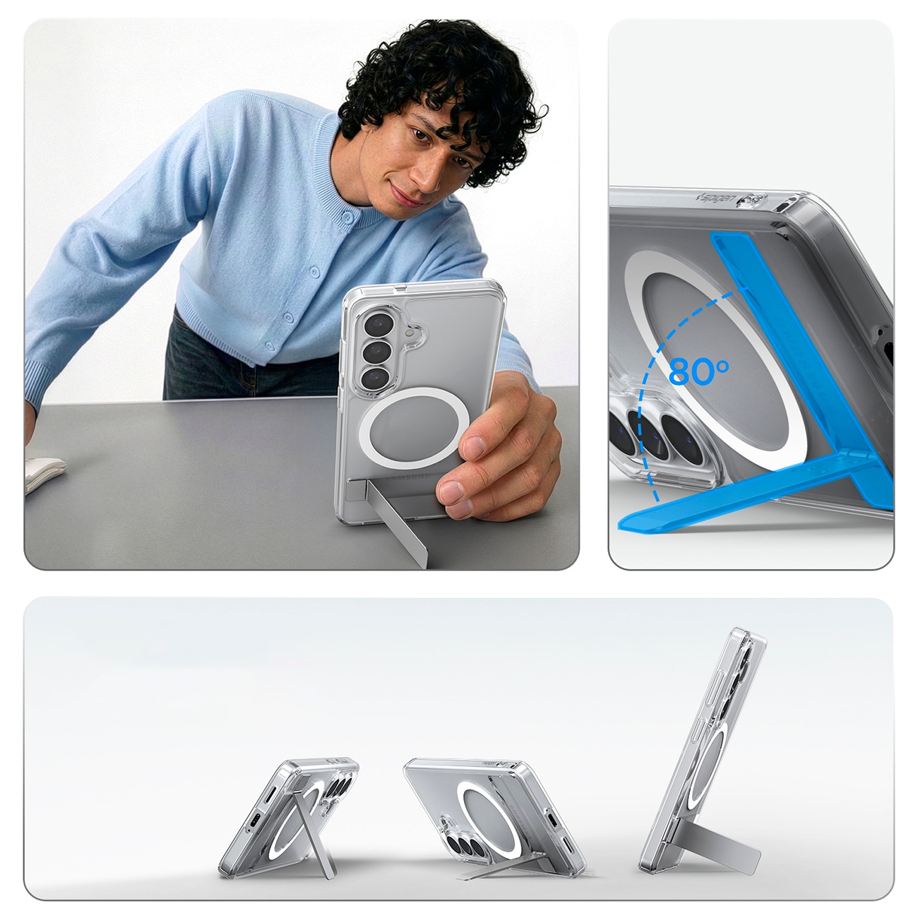 Spigen Ultra Hybrid S Mag MagSafe-etui til Samsung Galaxy S26 - Klar og hvid