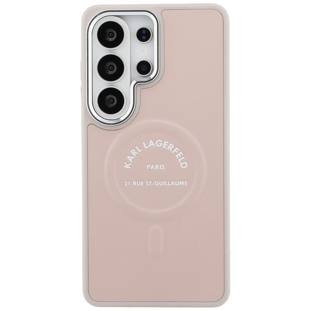 Karl Lagerfeld-præget ring RSG-logo MagSafe-etui til Samsung Galaxy S26 Ultra - Pink