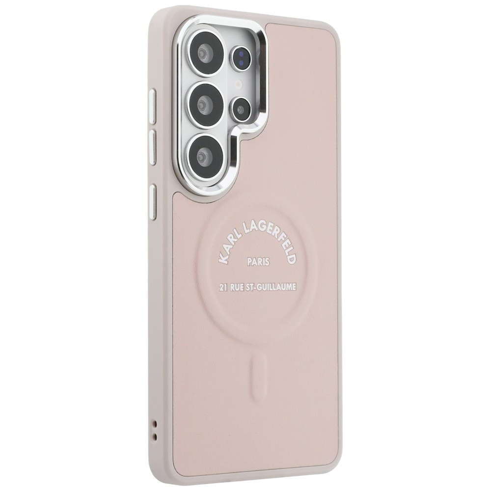 Karl Lagerfeld-præget ring RSG-logo MagSafe-etui til Samsung Galaxy S26 Ultra - Pink