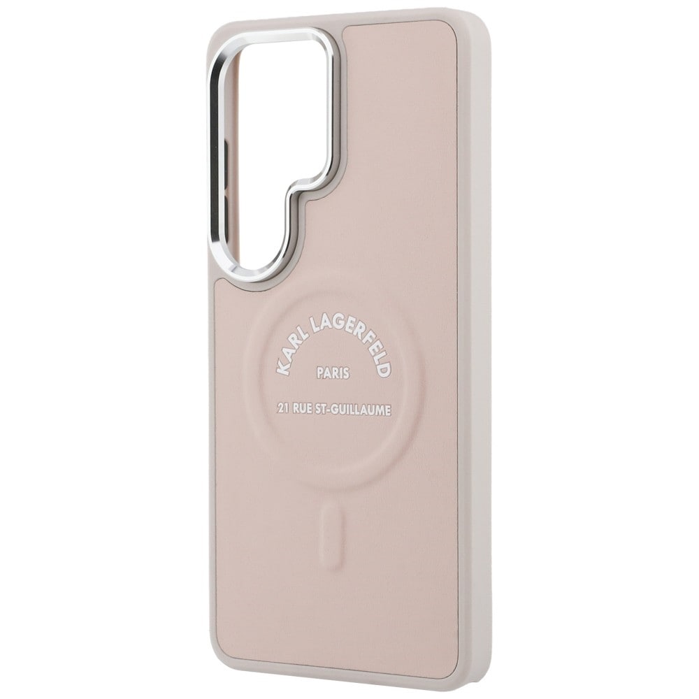 Karl Lagerfeld-præget ring RSG-logo MagSafe-etui til Samsung Galaxy S26 Ultra - Pink