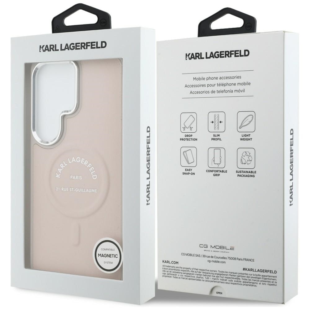Karl Lagerfeld-præget ring RSG-logo MagSafe-etui til Samsung Galaxy S26 Ultra - Pink