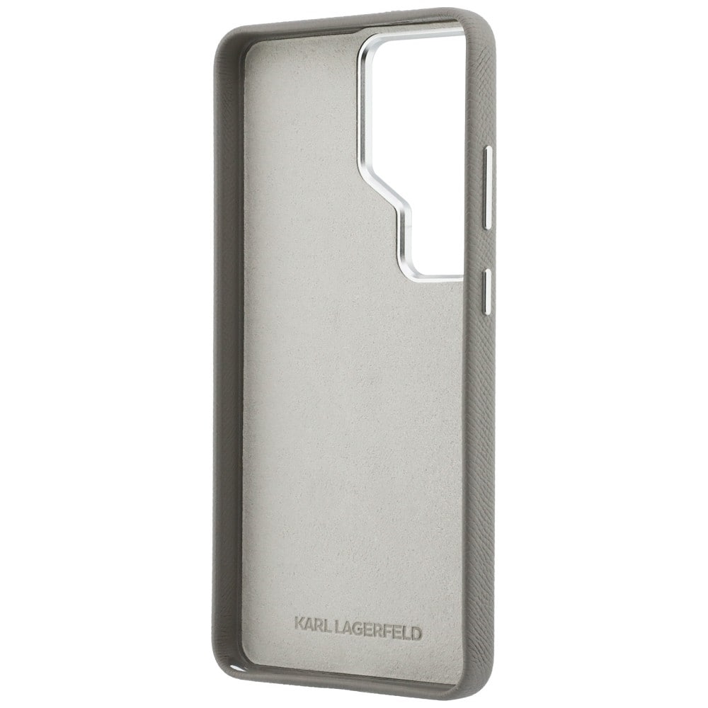 Karl Lagerfeld Saffiano Double Heads metaltaske til Samsung Galaxy S26 Ultra - sølv
