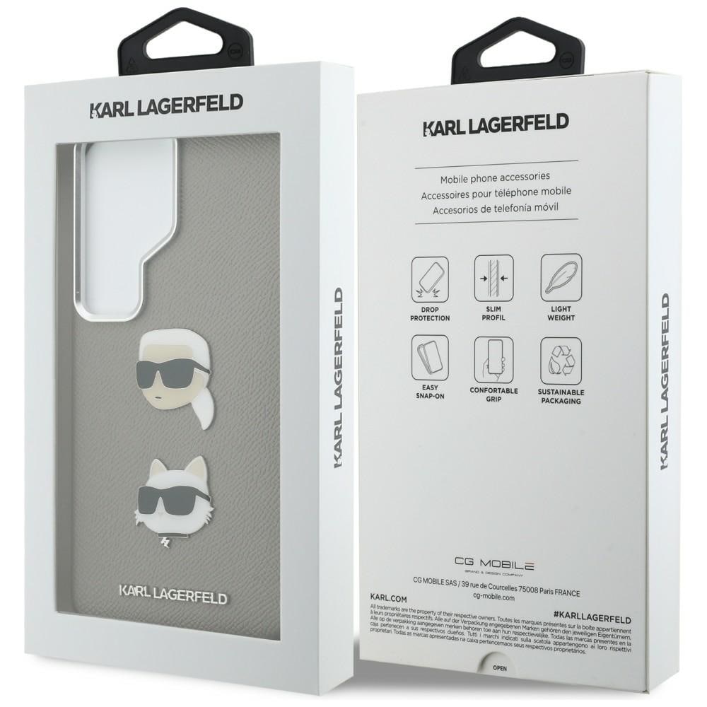 Karl Lagerfeld Saffiano Double Heads metaltaske til Samsung Galaxy S26 Ultra - sølv