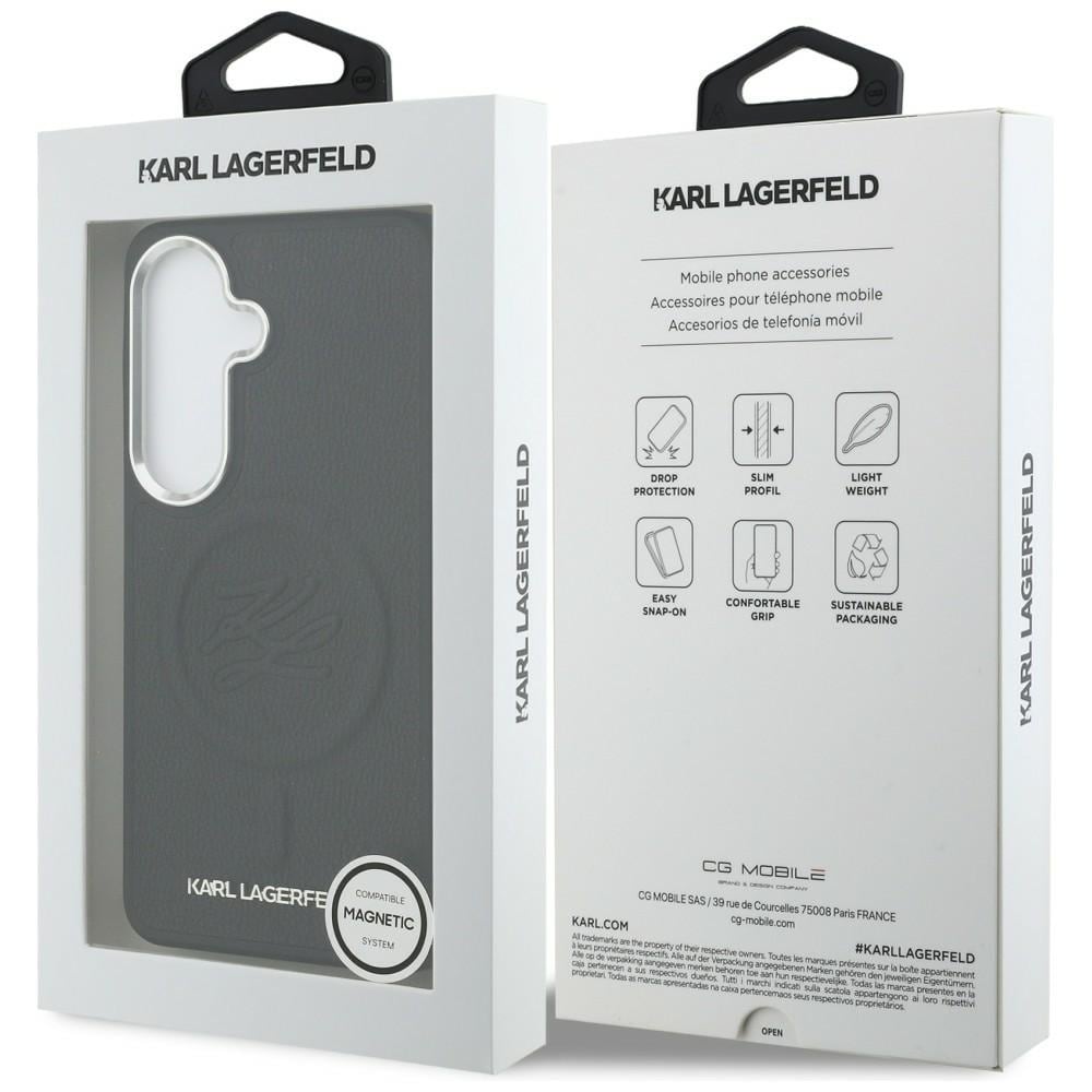Karl Lagerfeld præget ringinitialer MagSafe-etui til Samsung Galaxy S26+ - Sort