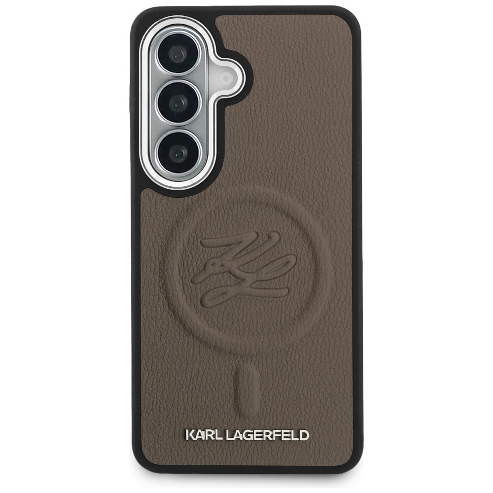 Karl Lagerfeld-præget ringinitialer MagSafe-etui til Samsung Galaxy S26 - Brun