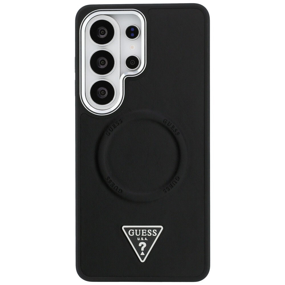 Guess Præget Ring Triangle Logo MagSafe-etui til Samsung Galaxy S26 Ultra - Sort
