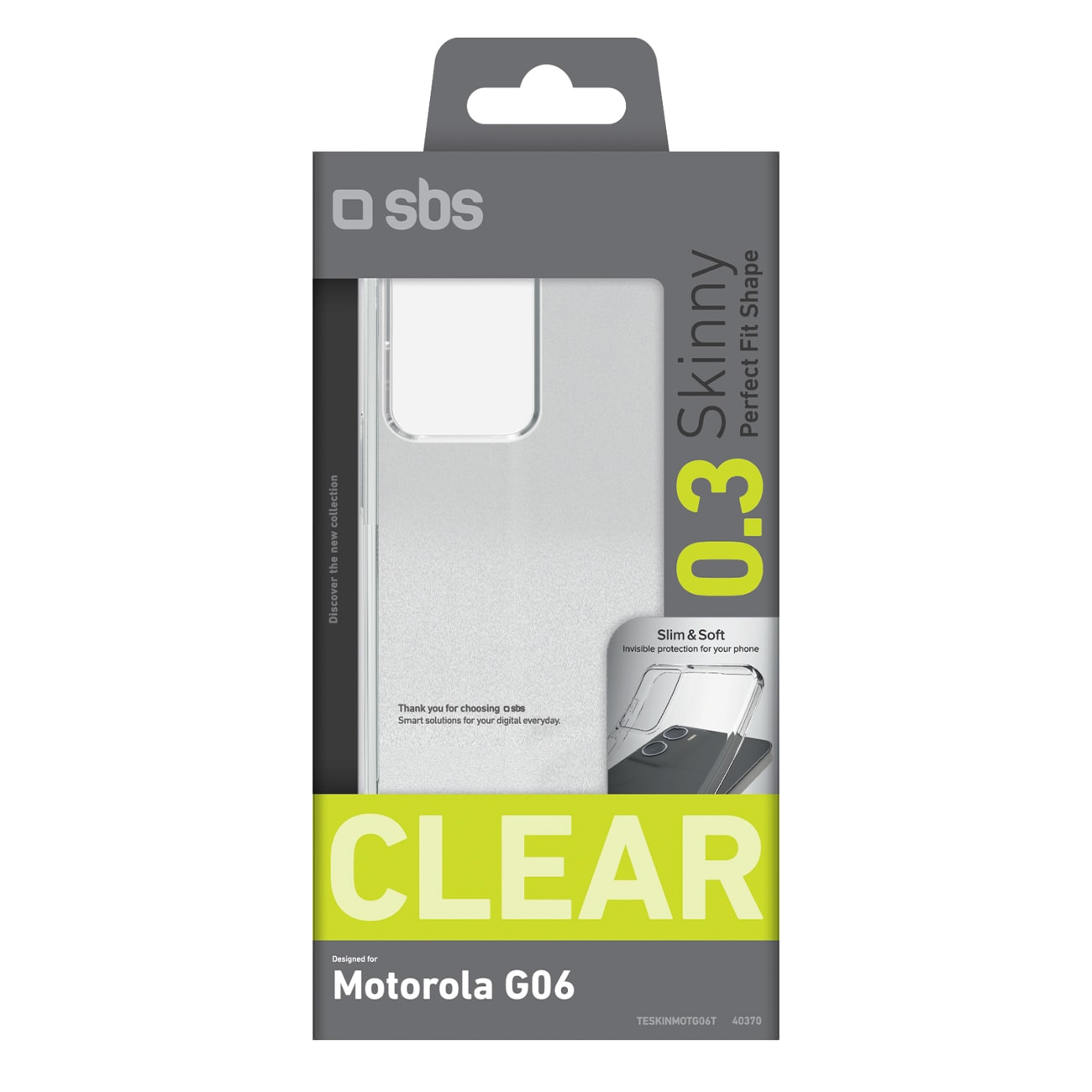 SBS Skinny Cover til Motorola Moto G06 - Transparent