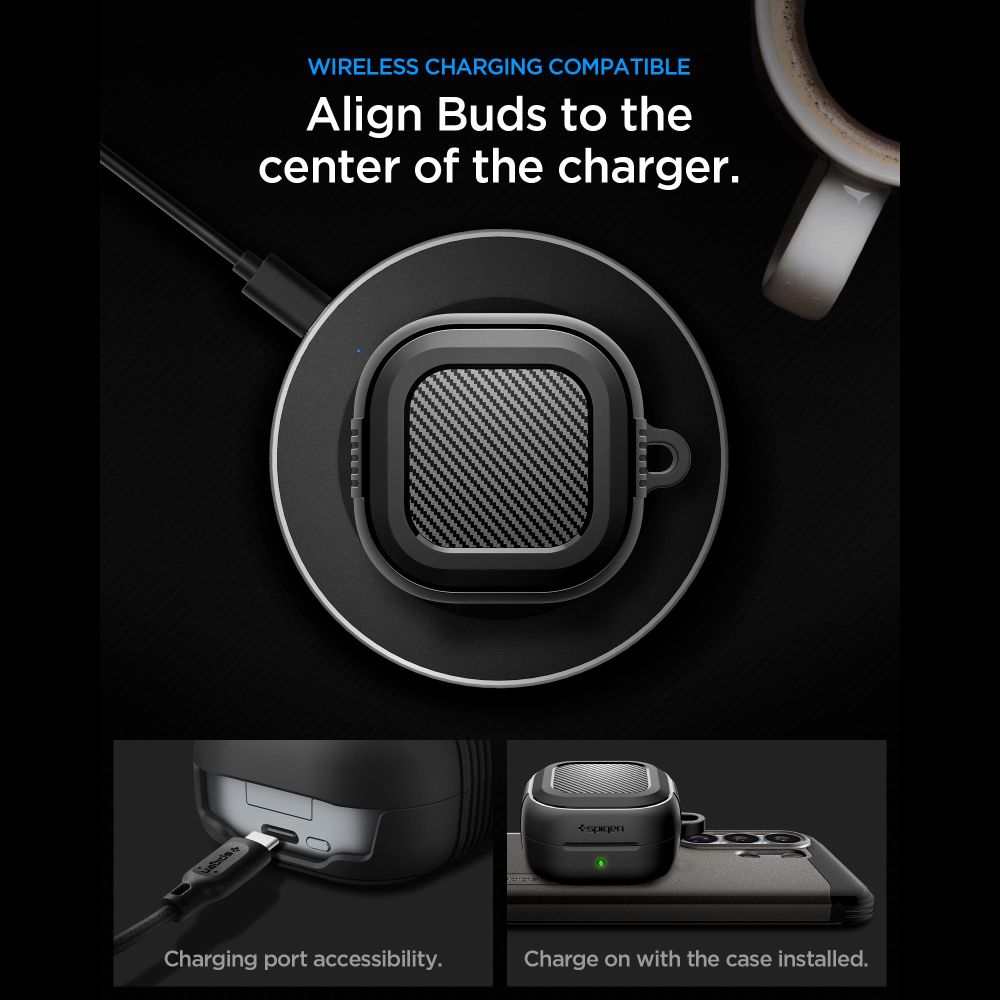 Spigen Robust panseretui til Samsung Galaxy Buds 4 / 4 Pro - mat sort