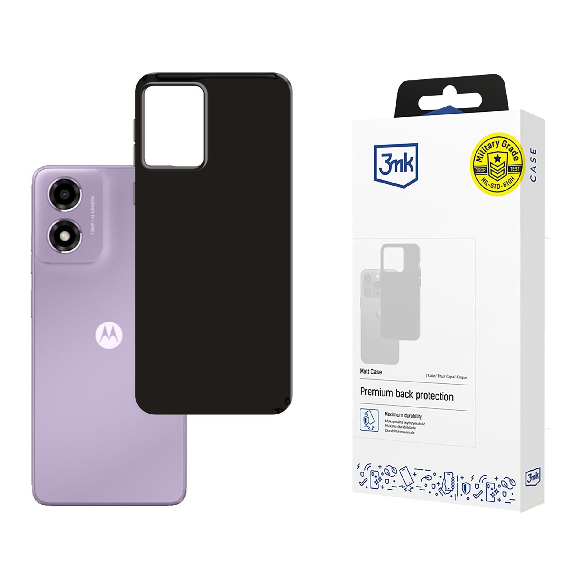 3mk Mat etui til Motorola Moto E14 / G04 / G04S - Sort