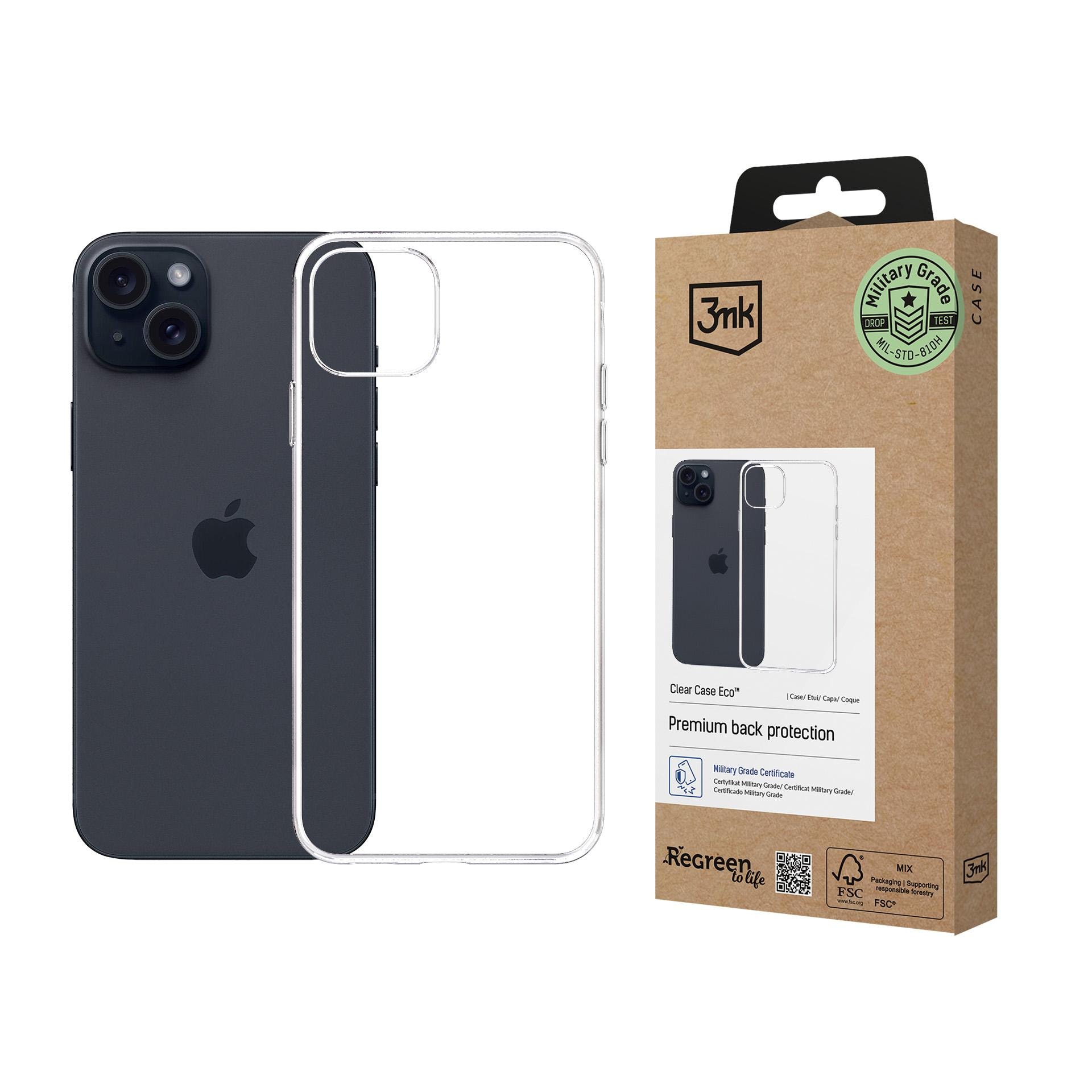3mk Clear Case Eco til Apple iPhone 15 plus - gennemsigtig