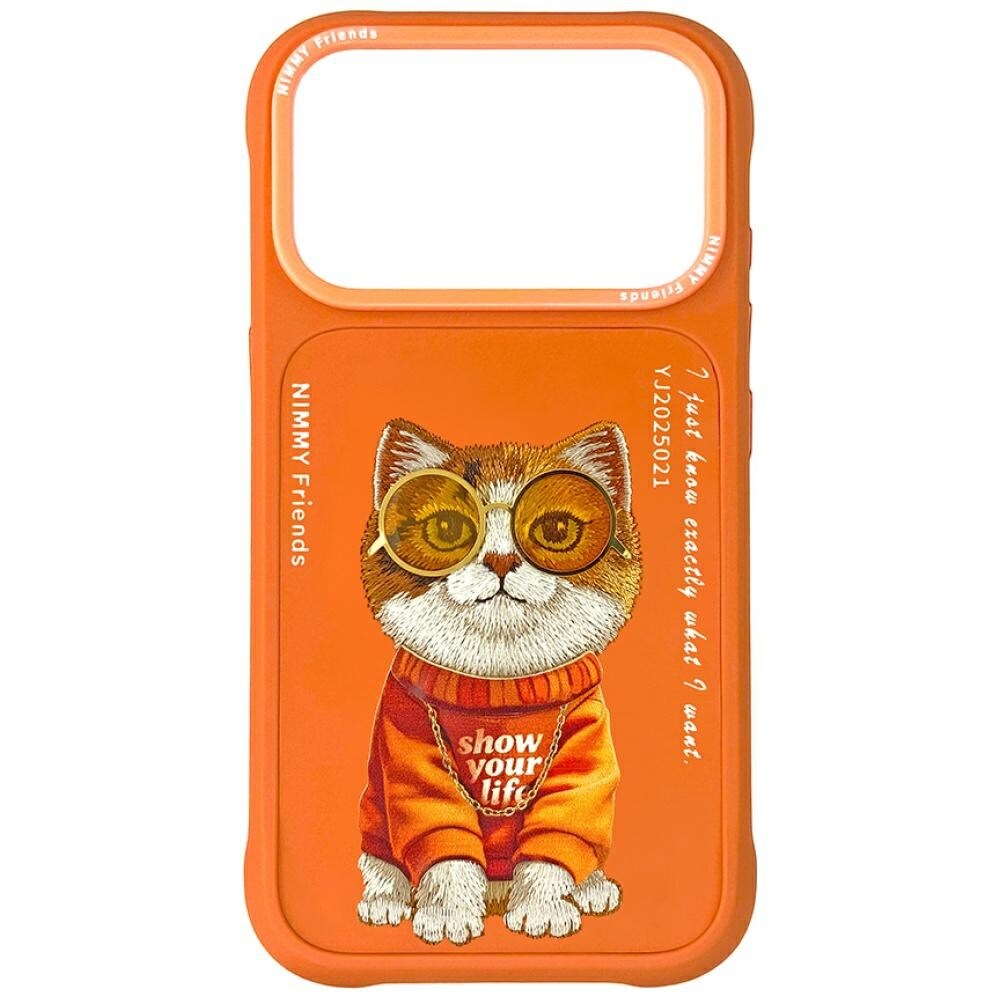 Nimmy Glasses Cool Cat-etui til iPhone 17 Pro - Orange