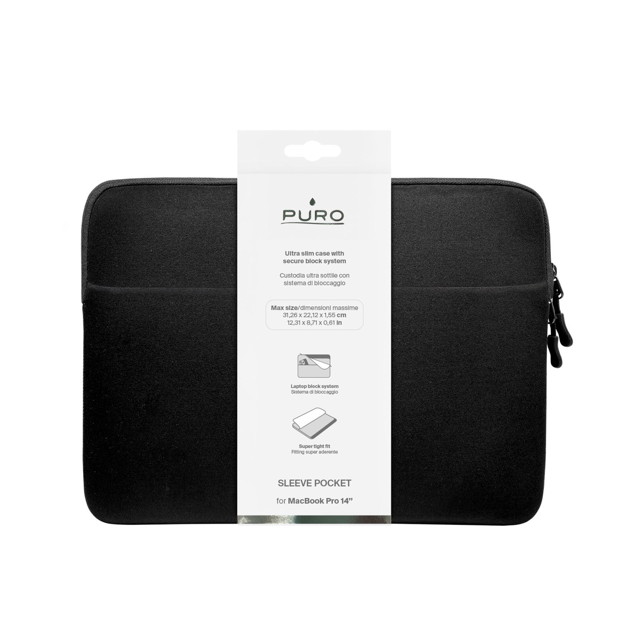 Puro Slim Pocket 14" taske til bærbar computer - sort