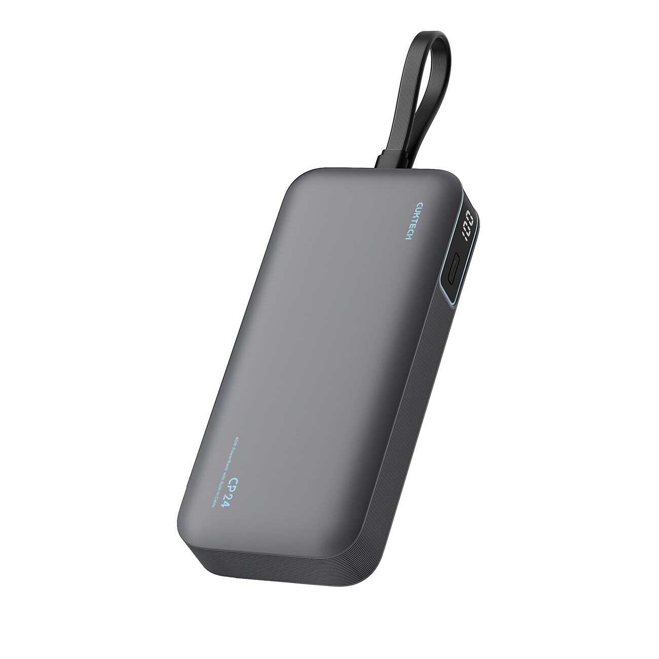 Cuktech LPB200N 40W 20000mAh powerbank med integreret kabel - grå